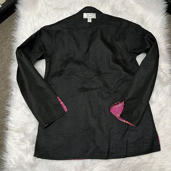 SAM HILU'S CLASSICS REVERSIBLE QUILTED JACKET FLORAL PURPLE / BLACK - Picture 8 of 9